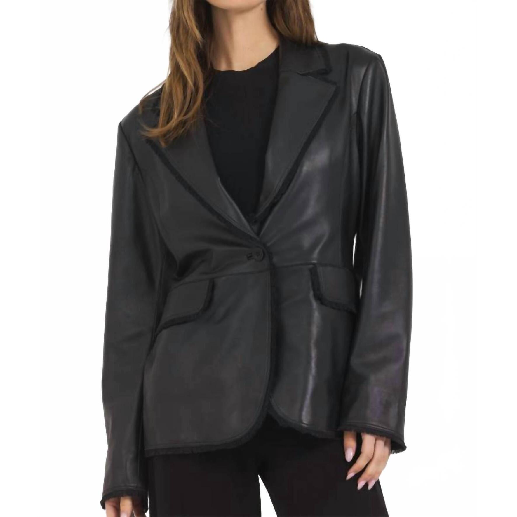 New Jakett Marcella Fringe Trim Blazer Jacket In Black